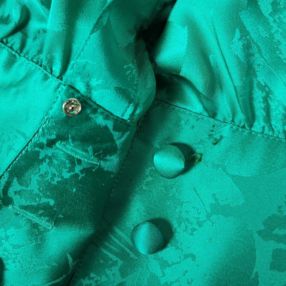 Vintage Neiman Marcus 100% silk emerald green skirt‎ set 6